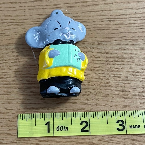 Vintage Ceramic Mouse Christmas Ornament 3.5” Handmade Choir Boy Silent Night - Picture 7 of 7